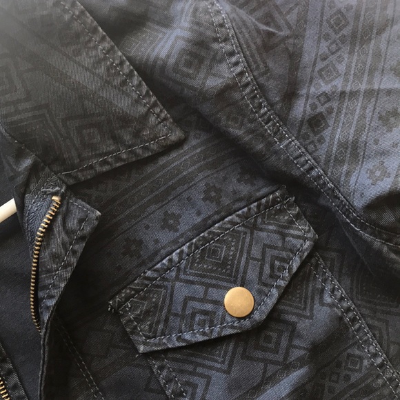 Navy Patterned Fall Jacket - Picture 3 of 3